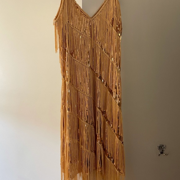 1920 Style Gold Tassel Flapper Dress. NWOT - Picture 1 of 1